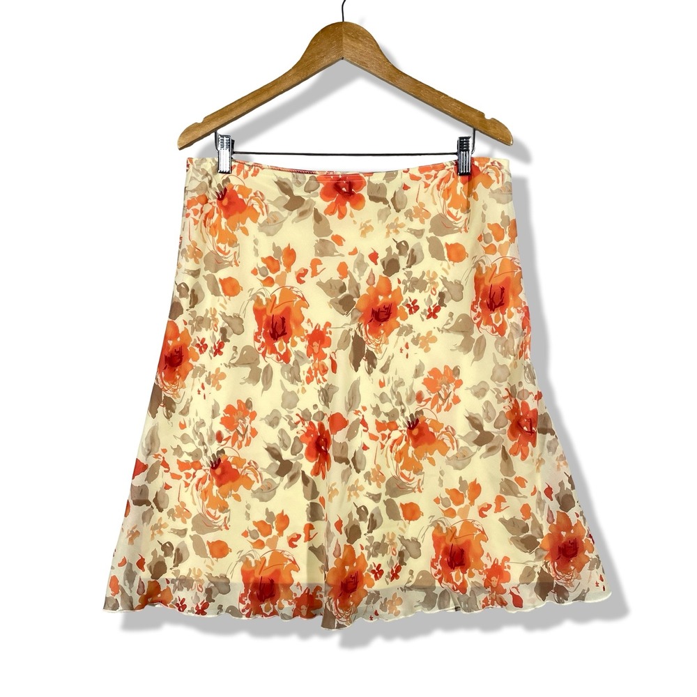 Ally B. Floral Mini Skirt Womens Large Yellow Orange Y2K Cottagecore Fairycore